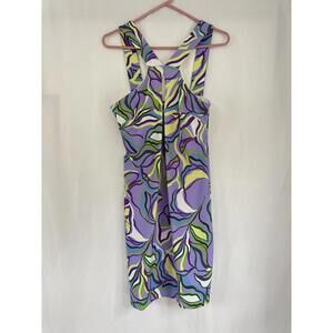 Boston Proper Colorful Patterned Sleeveless Dress Size Small